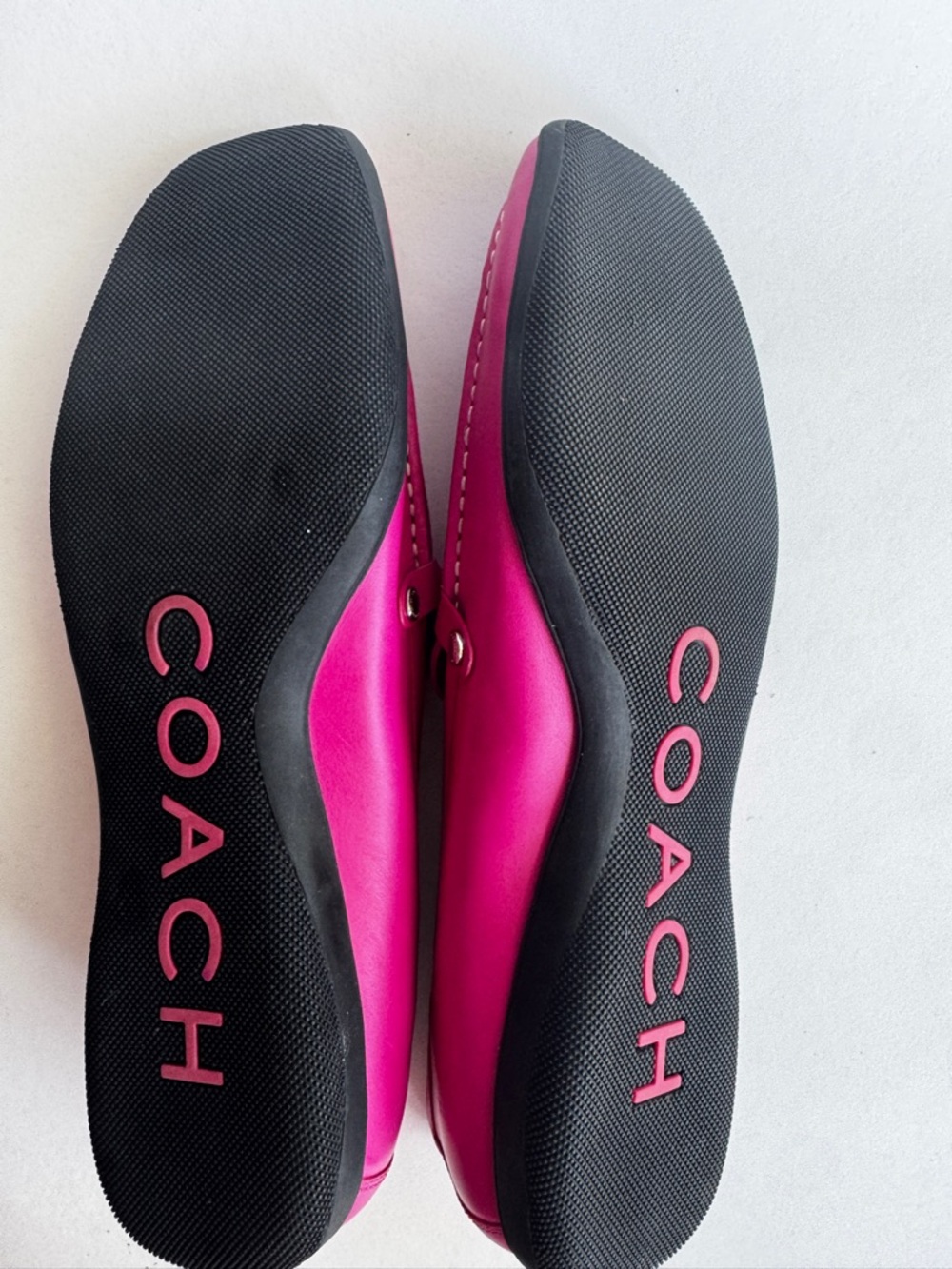 Coach Daisy Loafer Fuchsia Pink Leather Driver Flat White Stitch Size 11.5 - Picture 8 of 14